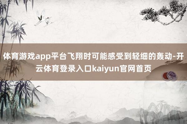 体育游戏app平台飞翔时可能感受到轻细的轰动-开云体育登录入口kaiyun官网首页