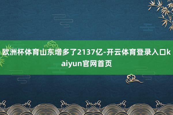 欧洲杯体育山东增多了2137亿-开云体育登录入口kaiyun官网首页