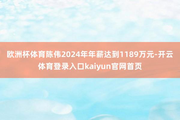 欧洲杯体育陈伟2024年年薪达到1189万元-开云体育登录入口kaiyun官网首页